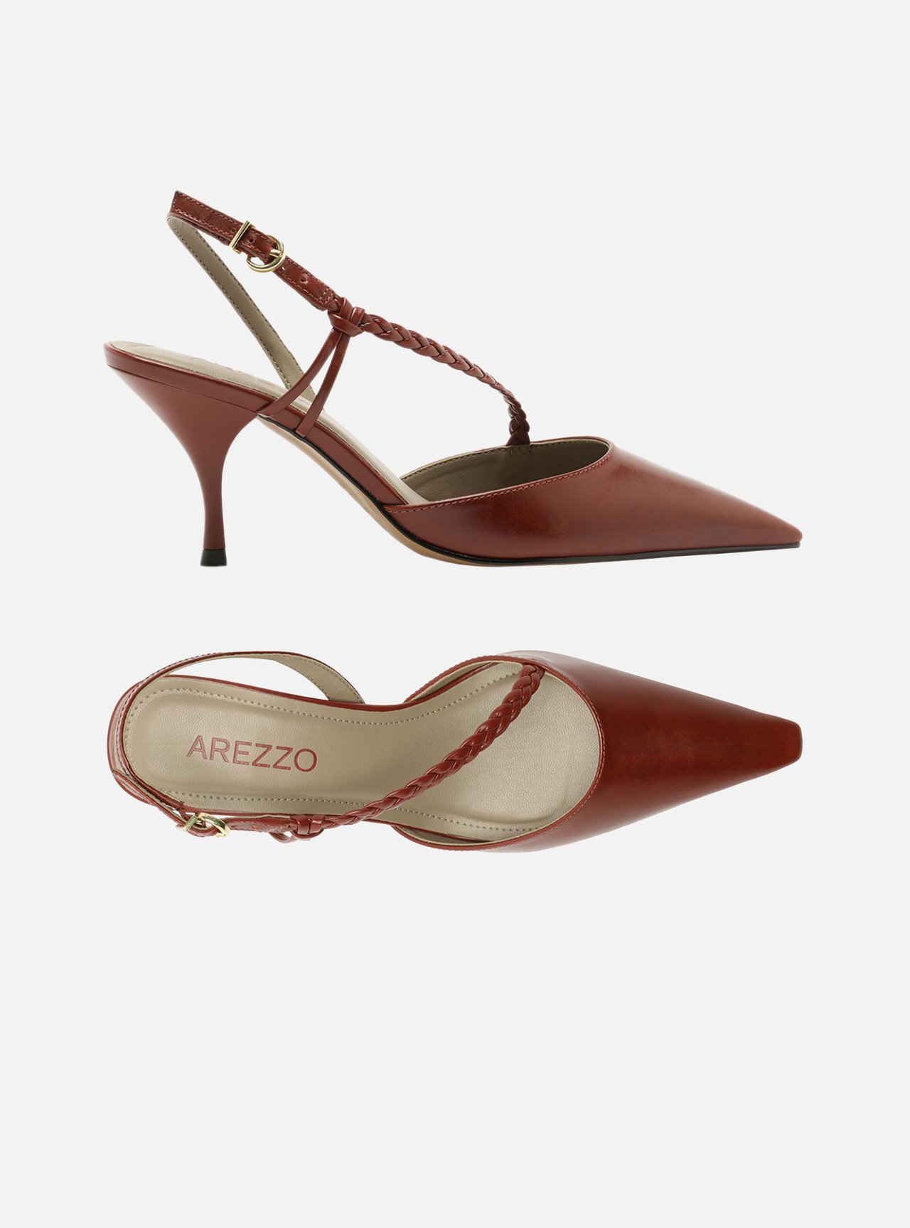 Scarpin Vermelho Salto Bloco Tiras Trançadas Slingback — foto 5