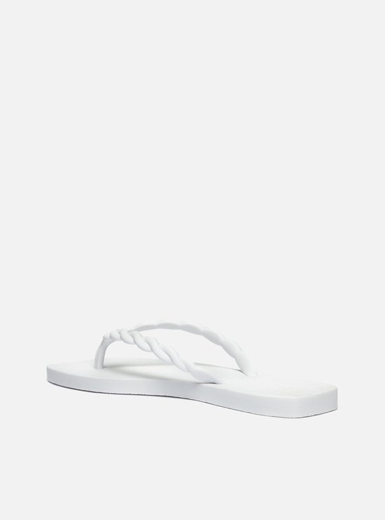 Chinelo Bico Quadrado Trançado Branco Brizza Plural
