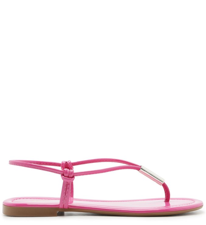 Sandália Rasteira Nó Tiras Pingente Summer Pink