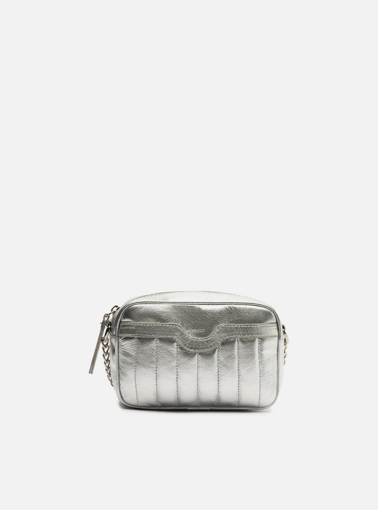 Bolsa Tiracolo Prateada Couro Francine Pequena — foto 1