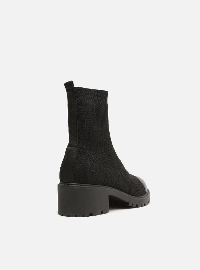 Bota Preta Knit Cano Médio Tratorada Easy