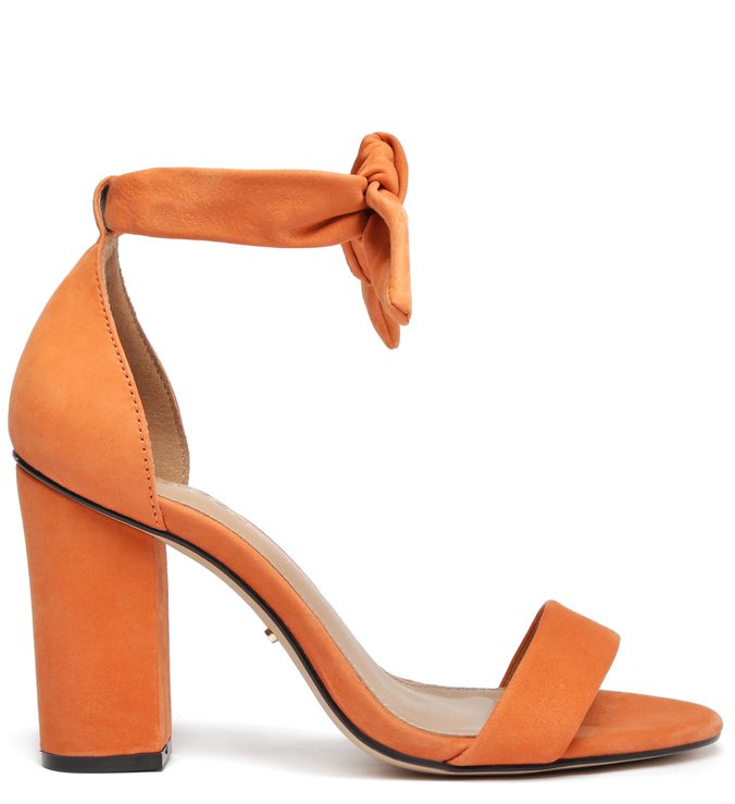 Sandália Laranja Nobuck Bloco Lace Up Isabelli