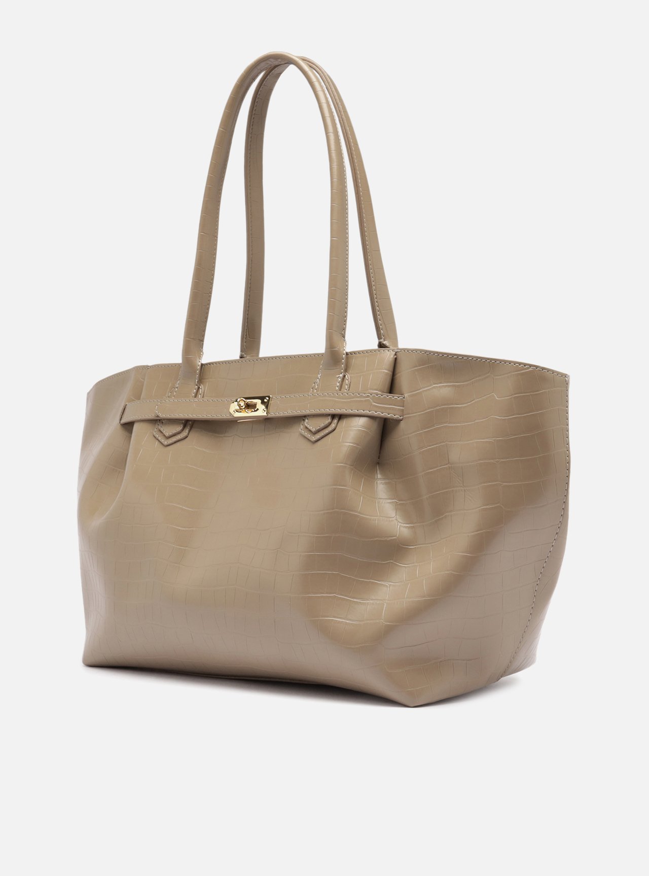 Bolsa Shopping Cinza Grande Croco — foto 2