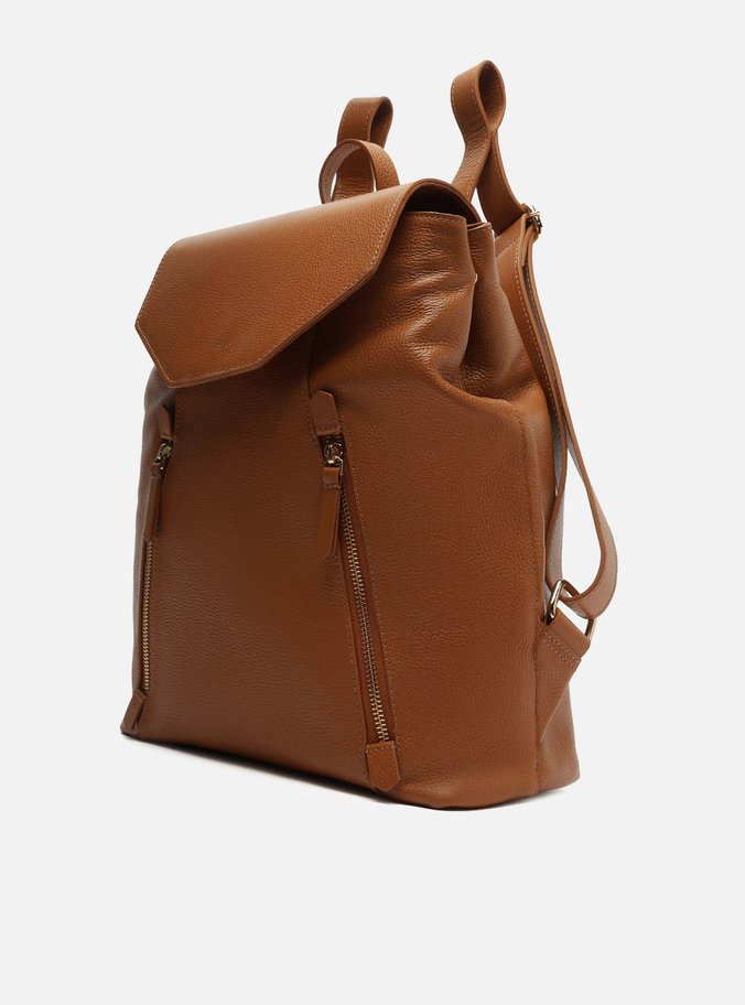 Mochila Marrom Cúrcuma Couro Grande Bolsos