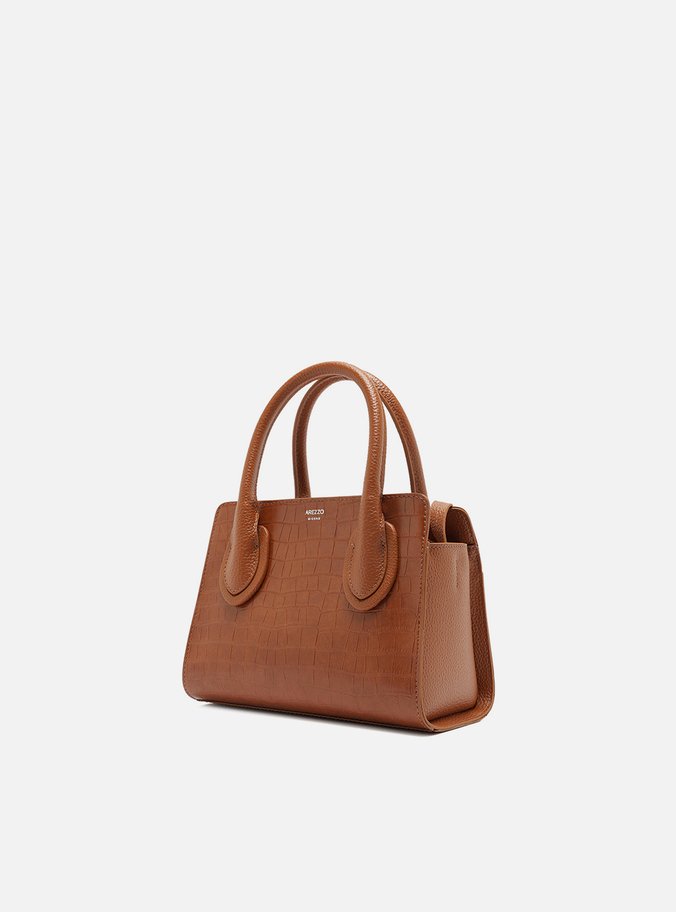Bolsa Tote Marrom Croco Pequena