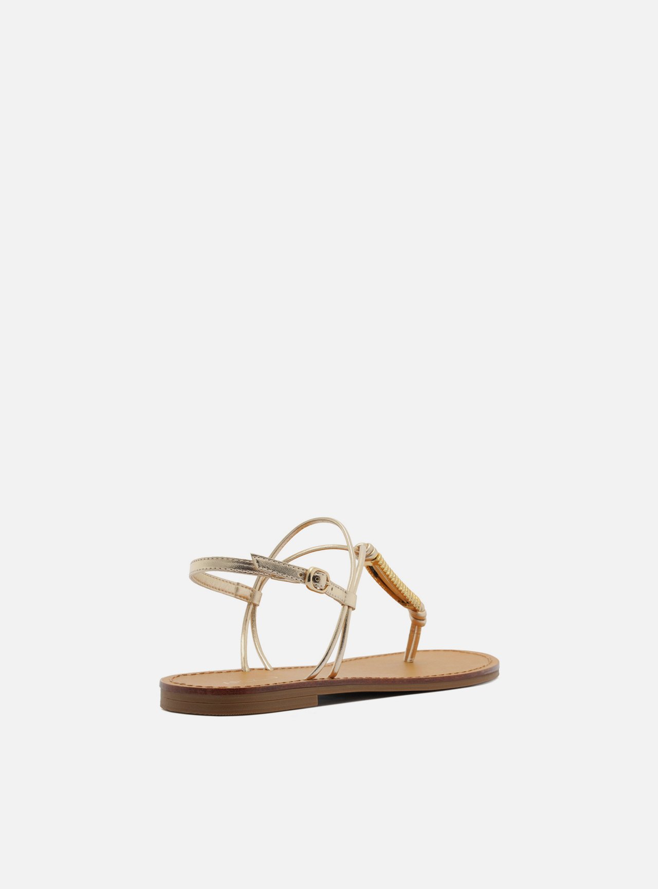 Sandália Rasteira Dourada Slim Metal Mola — foto 3