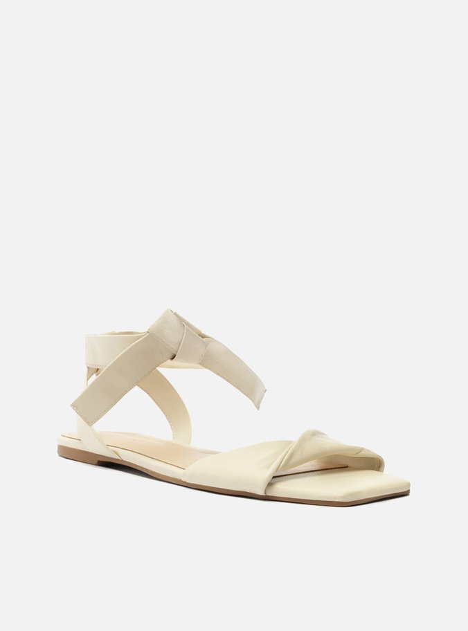 Sandália Off-White Couro Rasteira Lace Up