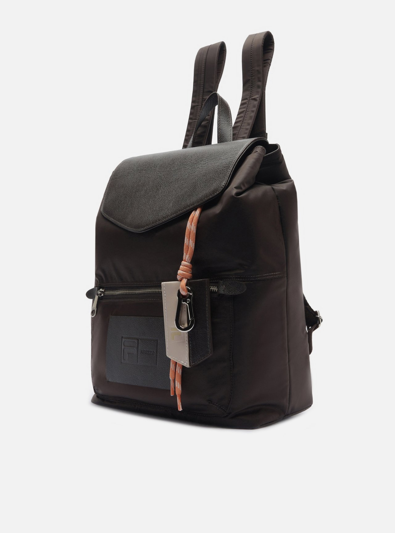 Bolsa Mochila Marrom Média Trança Metais Fila — foto 2