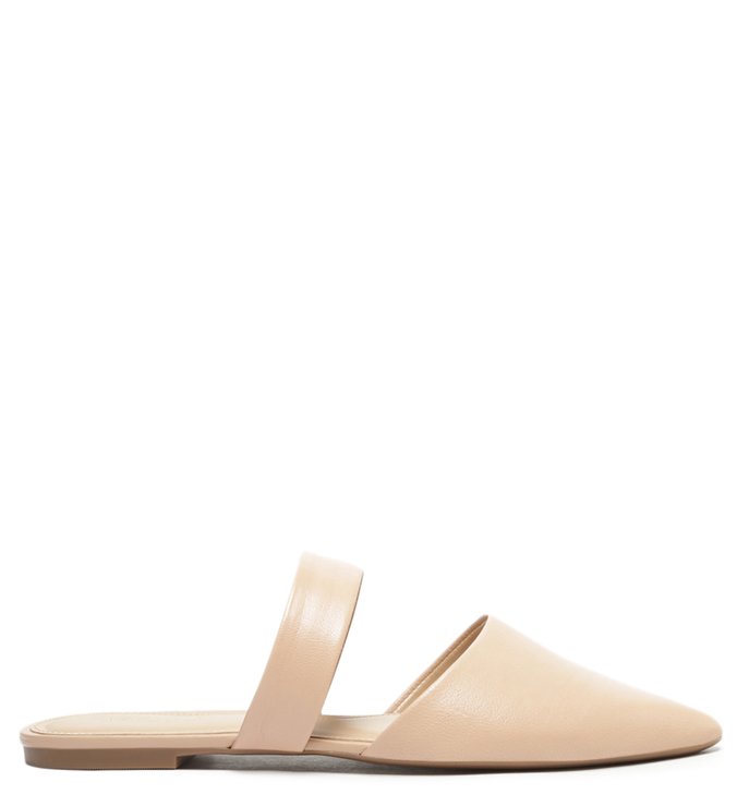 Mule Couro Bege Bico Fino