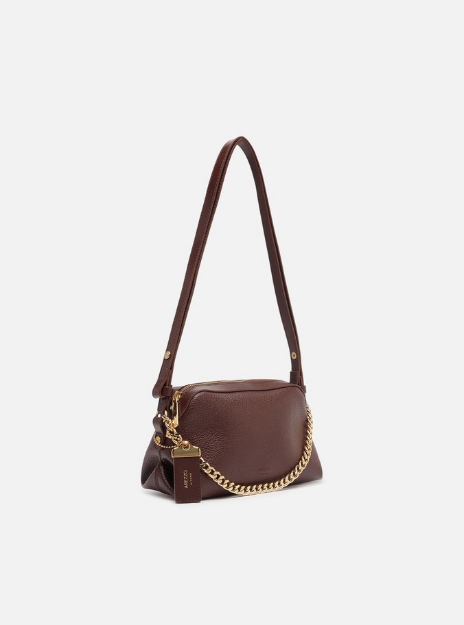 Bolsa Tote Marrom Pequena Tag Corrente
