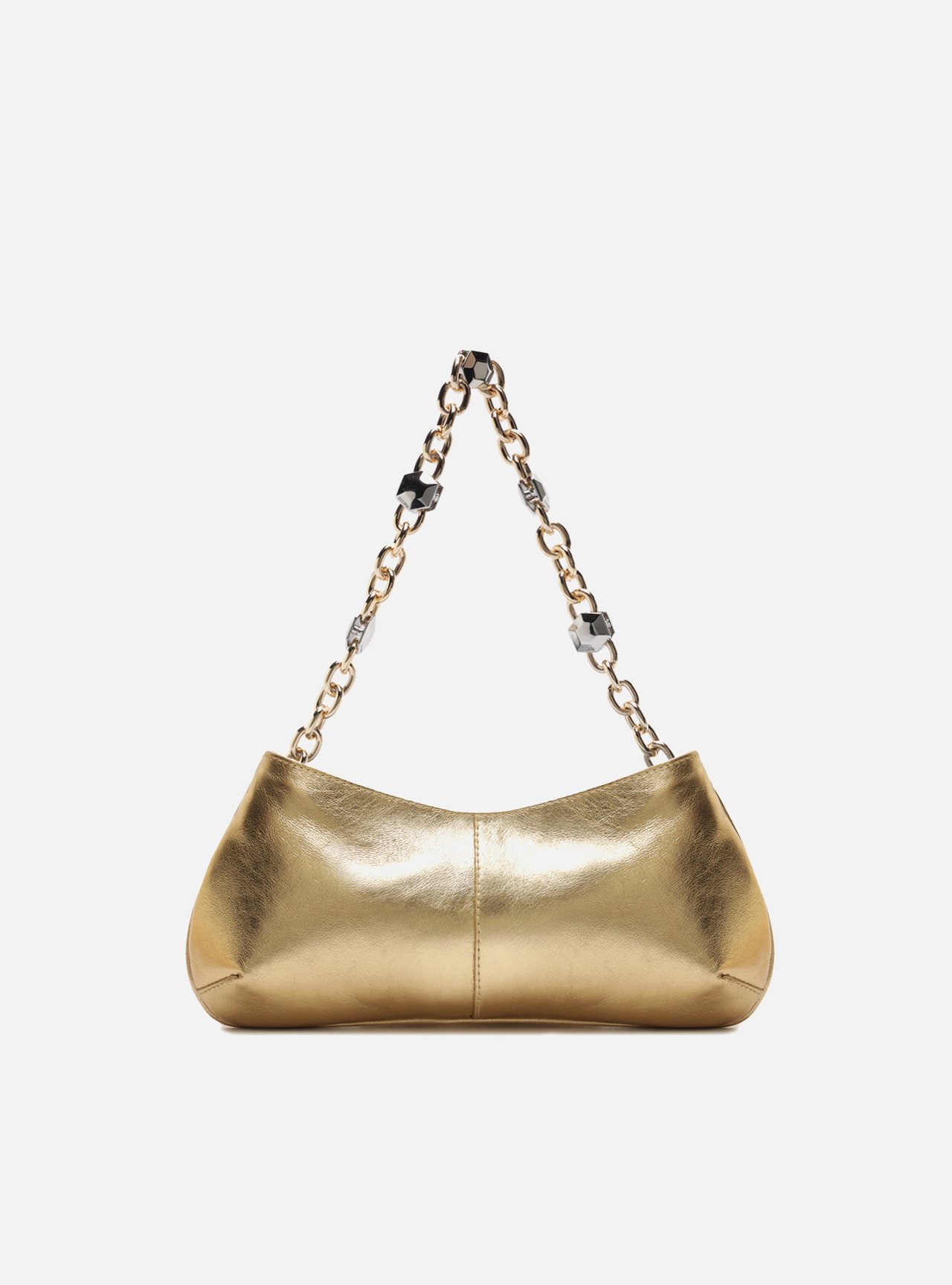 Bolsa Baguete Dourada Couro Média Corrente — foto 3