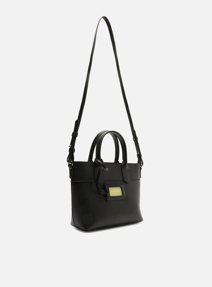 Bolsa Tote Preta Média Tag Verde