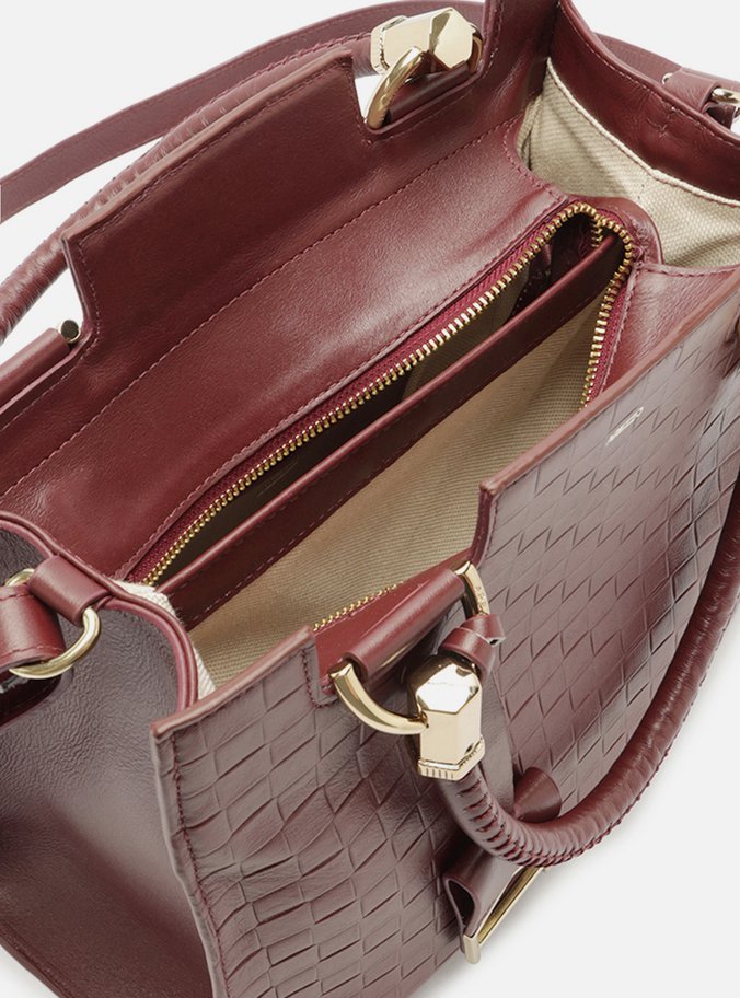 Bolsa Tote Vermelha Couro Abraccio Grande Tressê
