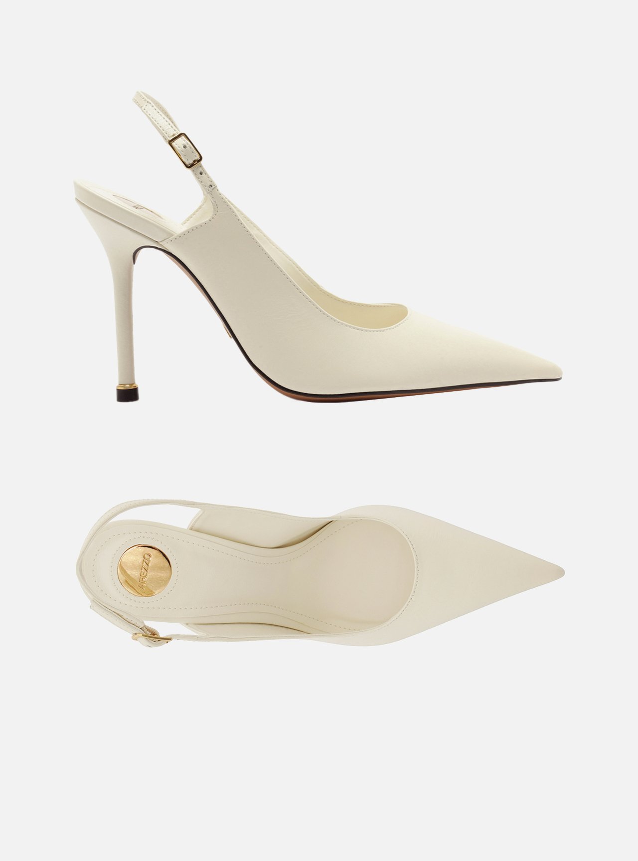 Scarpin Branco Couro Salto Fino Slingback — foto 6