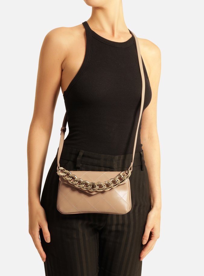 Bolsa Tiracolo Bege Pequena Corrente