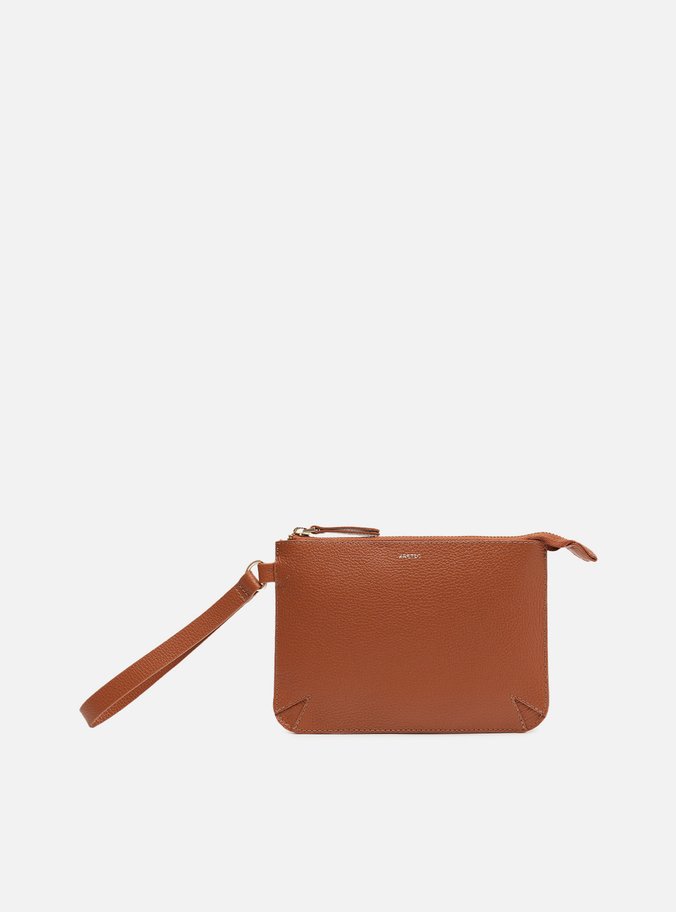 Pouch Marrom Couro Pequeno Alça