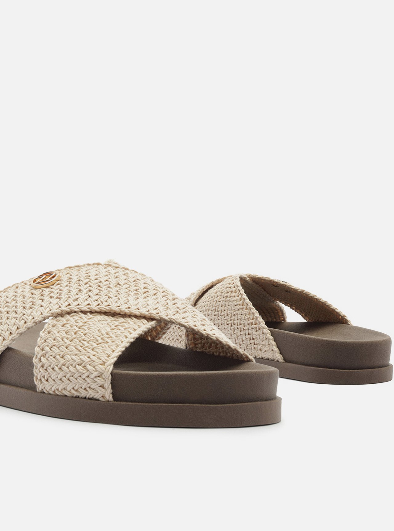 Sandália Slide Off White Tiras Crochê Brizza — foto 4