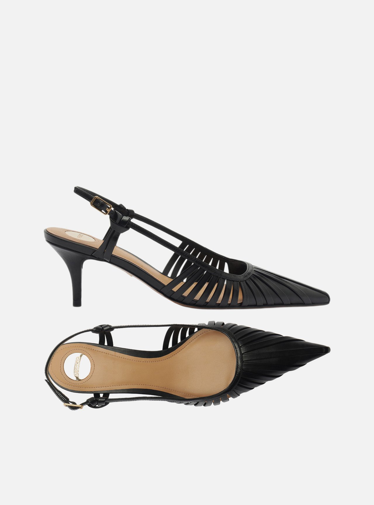Scarpin Preto Salto Fino Fivela Slingback — foto 5
