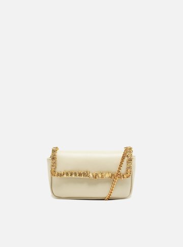 Bolsa Tiracolo Branca Couro Pequena Metais Lenny