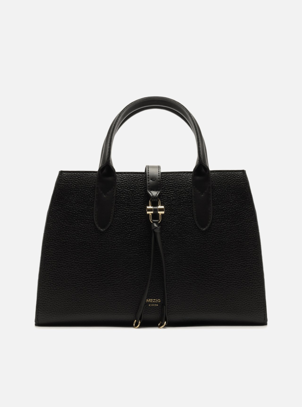 Bolsa Tote Preta Grande Detalhe Tiras Metal — foto 1