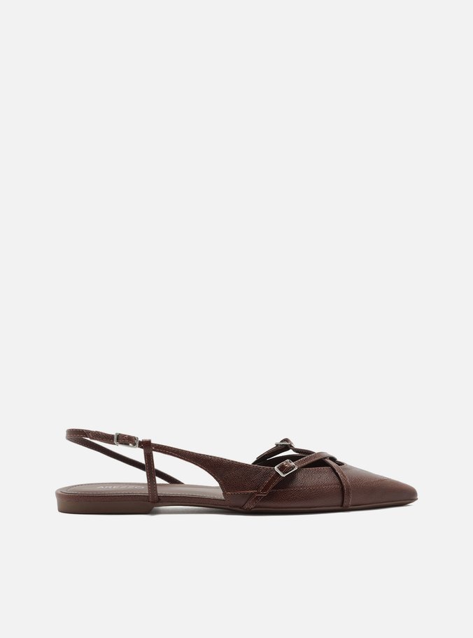 Sapatilha Marrom Couro Slingback New Amélia