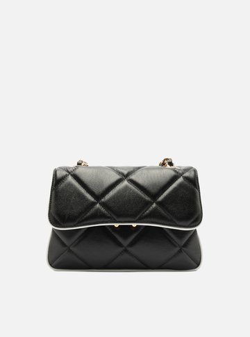 Bolsa Tiracolo Preta Couro Mizz Média Duo