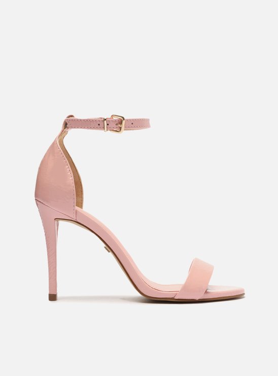 Sandália Rosa Verniz Salto Alto Fino Isabelli