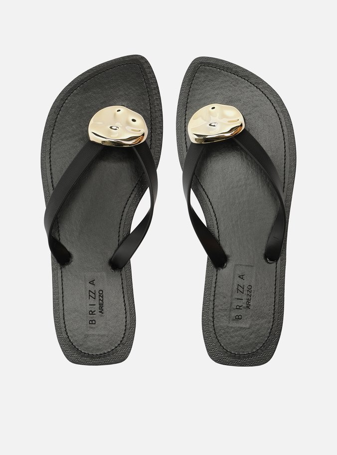 Chinelo Minimal Preto Bico Redondo