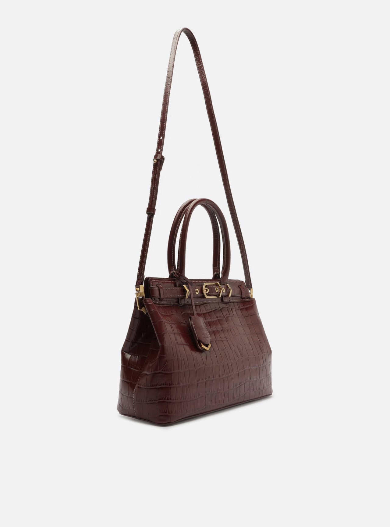 Bolsa Tote Vinho Couro Croco Grande Bag Charm — foto 5