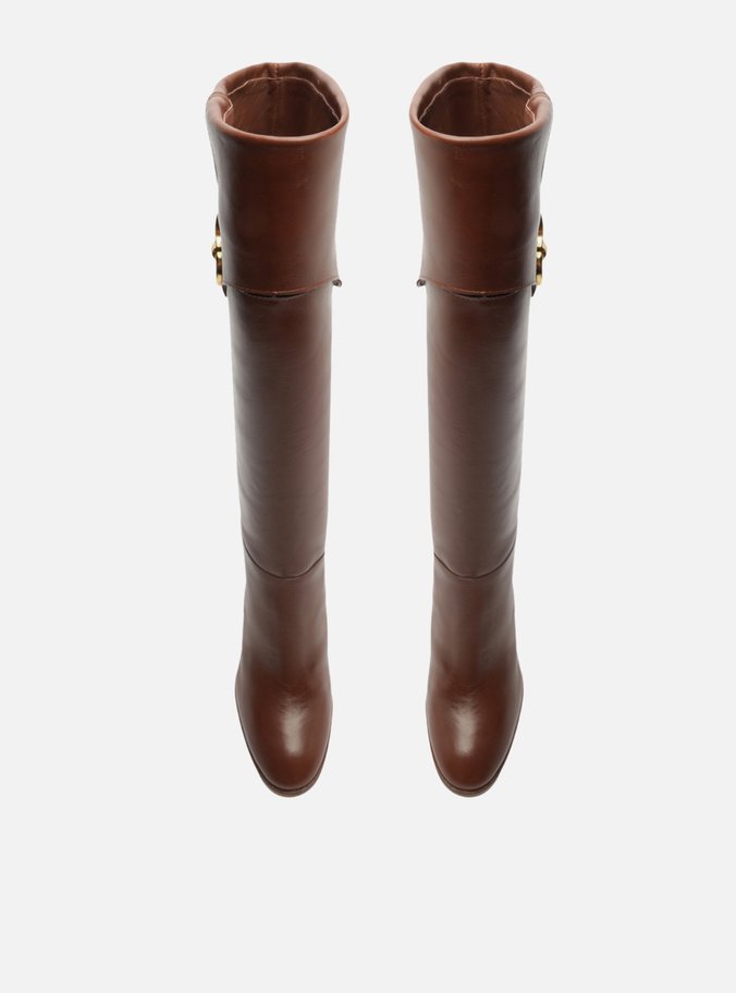 Bota Marrom Escuro Couro Cano Longo Savannah