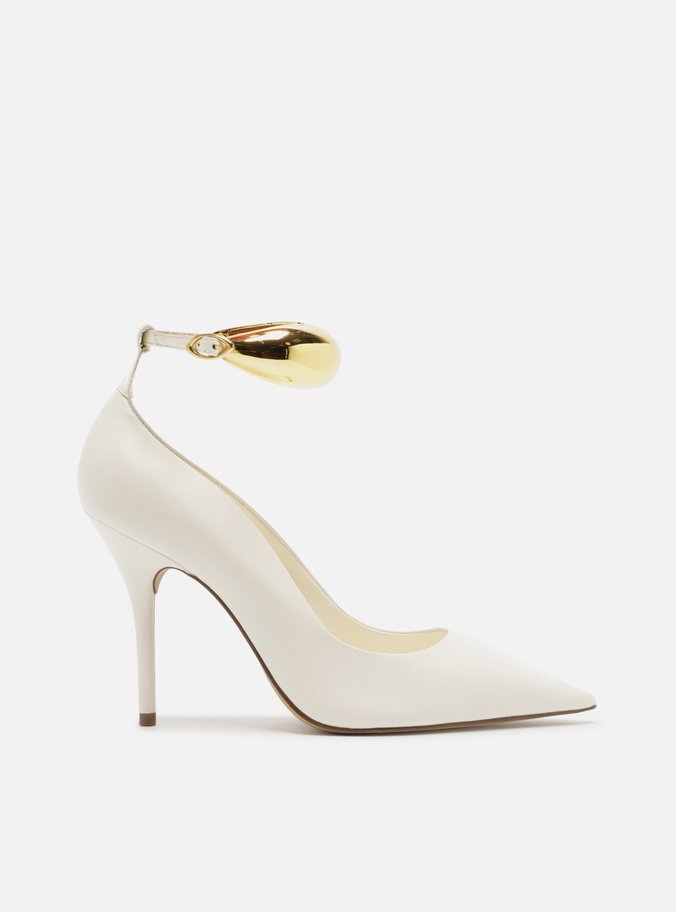 Scarpin Branco Couro Salto Fino Tira Silvia Braz