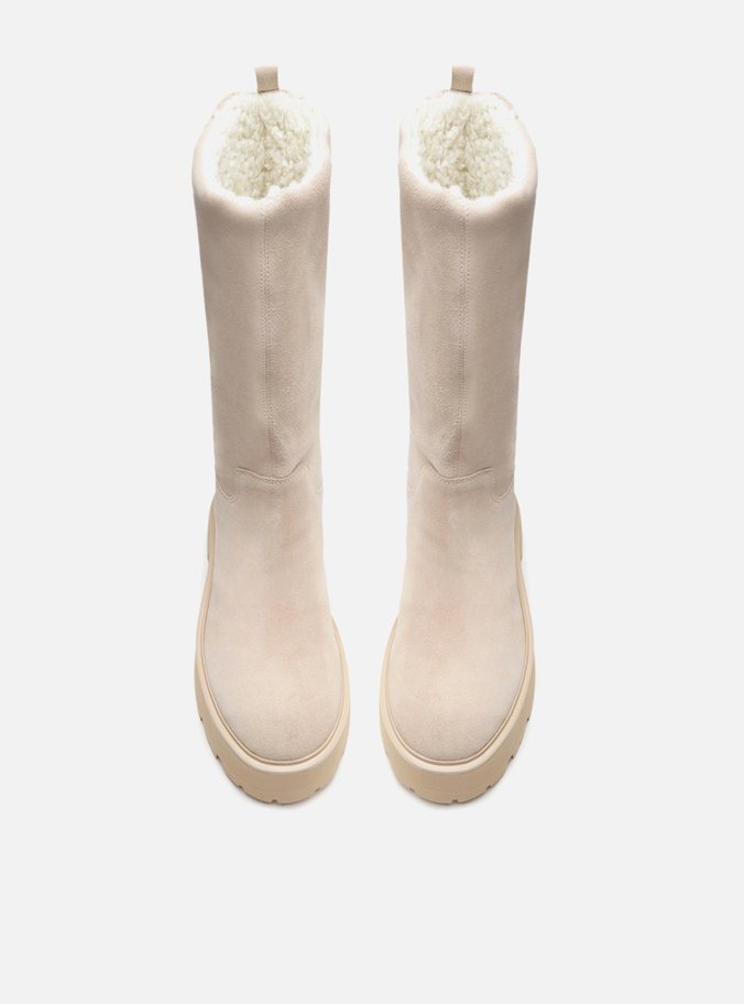 Bota Nude Camurça Cano Médio Tratorada Riley