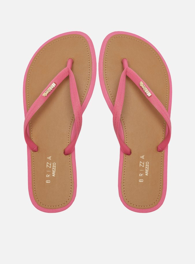 Chinelo de Dedo Tiras Pink Palmilha Marrom