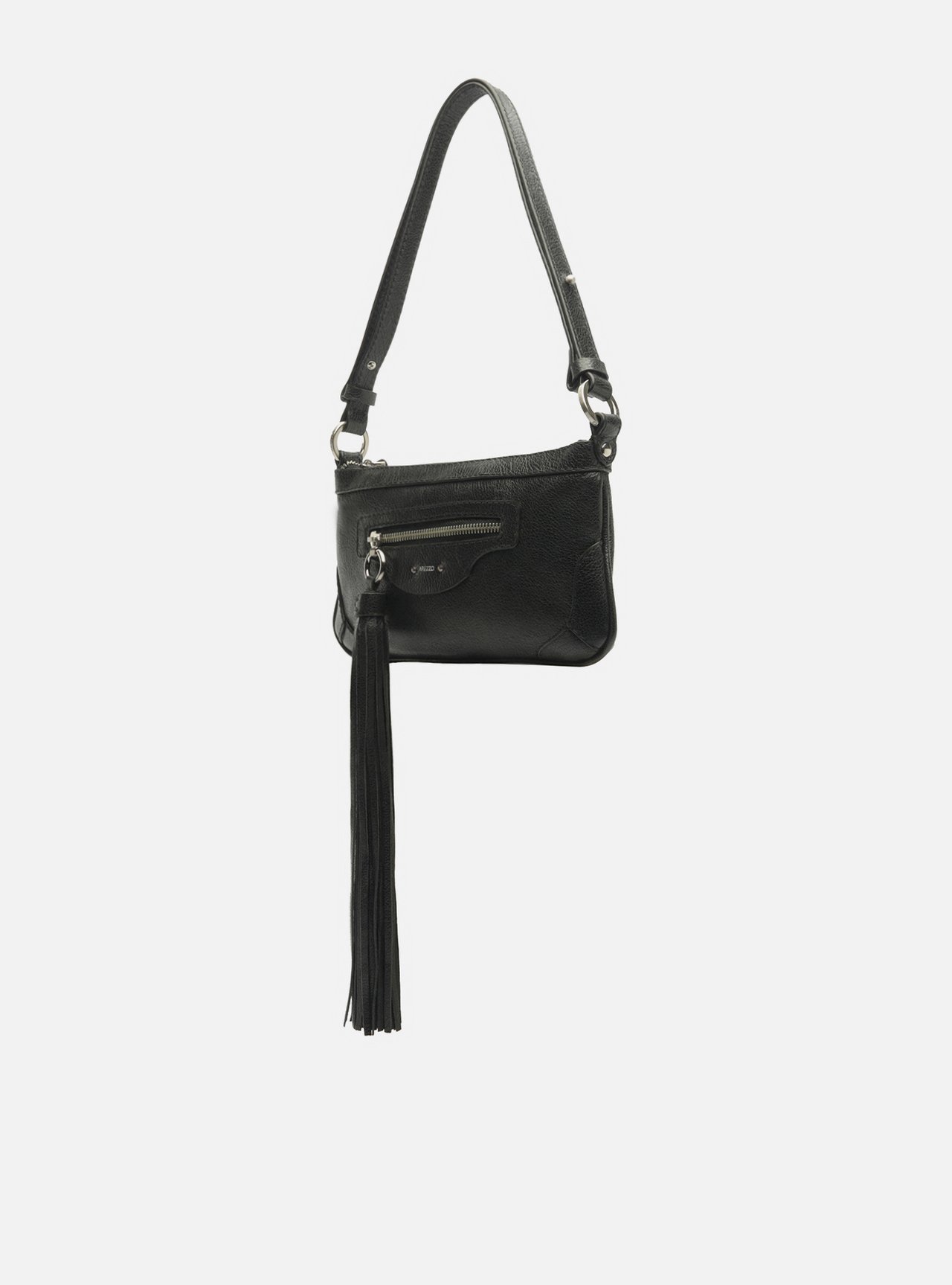 Bolsa Tiracolo Preta Couro Média Barbicacho — foto 2