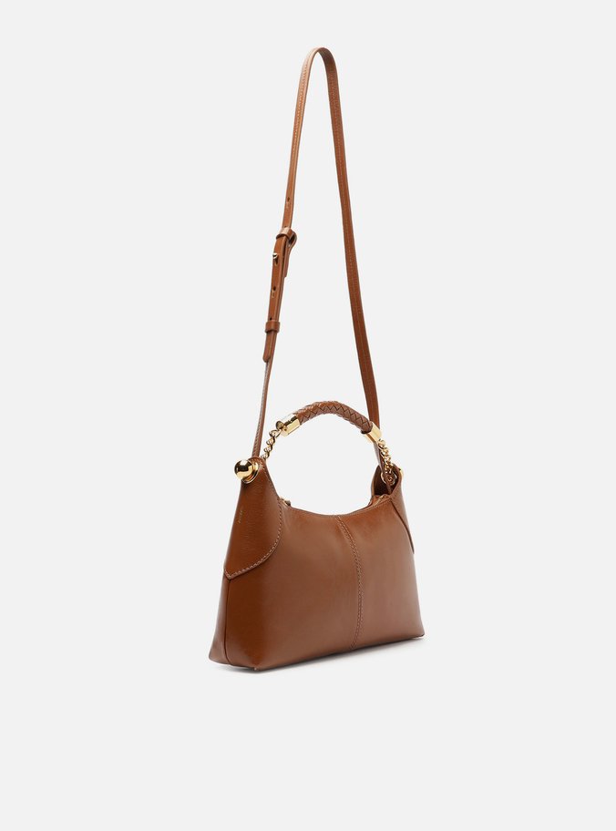Bolsa Tiracolo Caramelo Couro Média Alça Trança