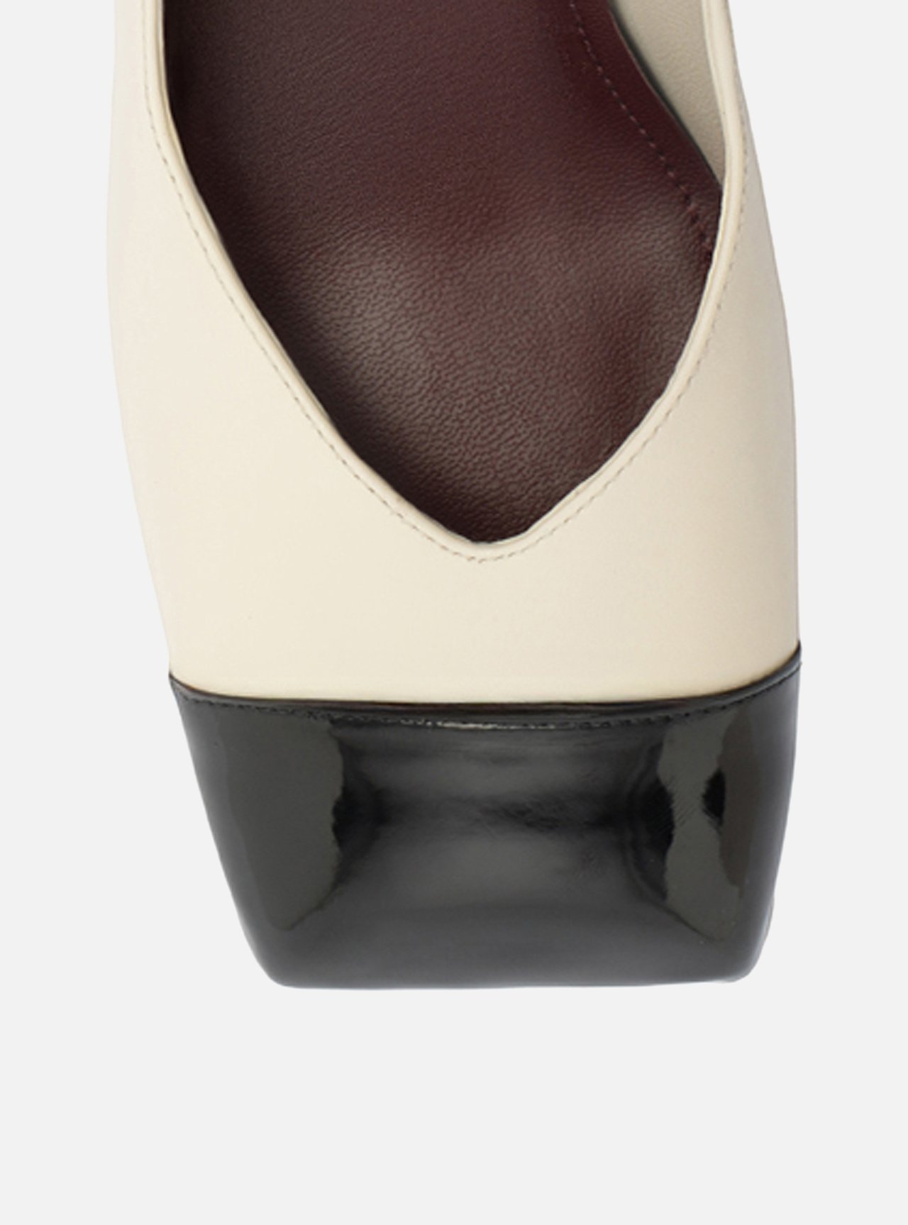 Scarpin Branco Multimaterial Salto Bloco — foto 5