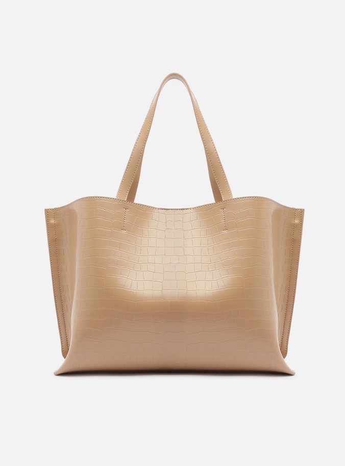 Bolsa Shopping Bege Croco Grande Barbicacho