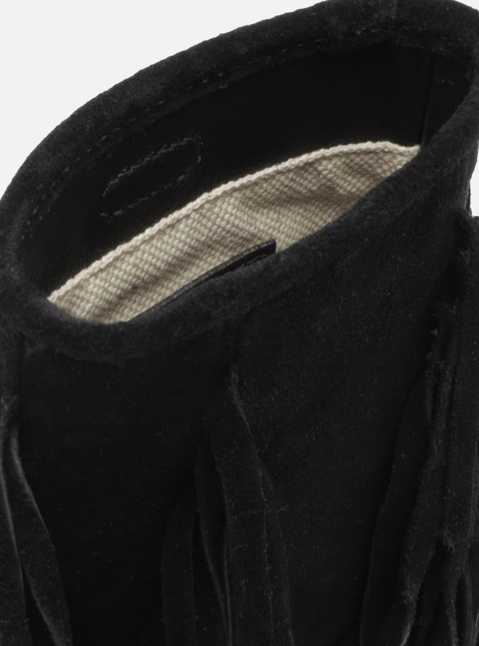 Mini Bag Preta Suede Franjas Porta-Celular