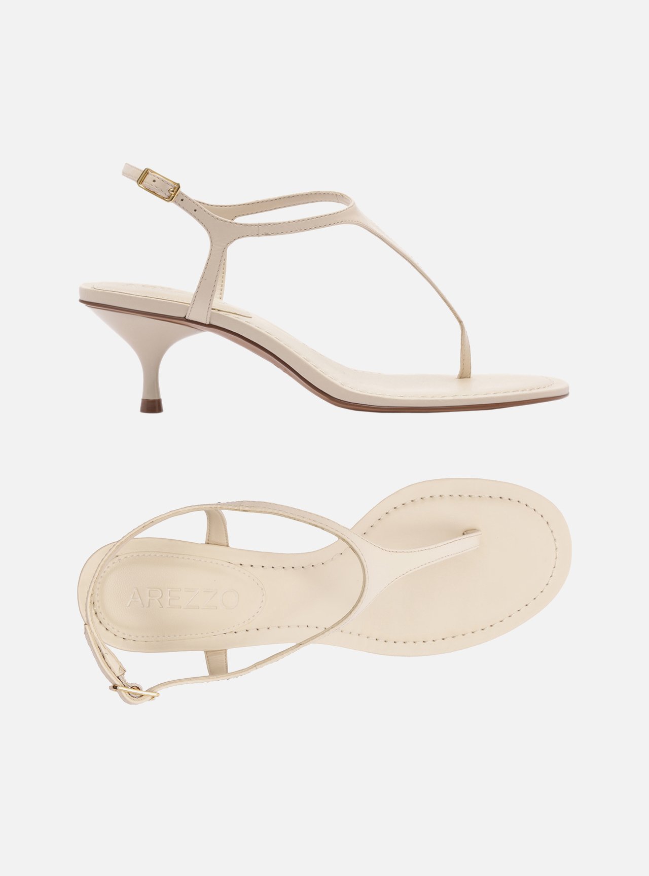Sandália Off White Salto Kitten Tira Thong — foto 5