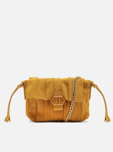 Bolsa Amarela Média Alça Dourada