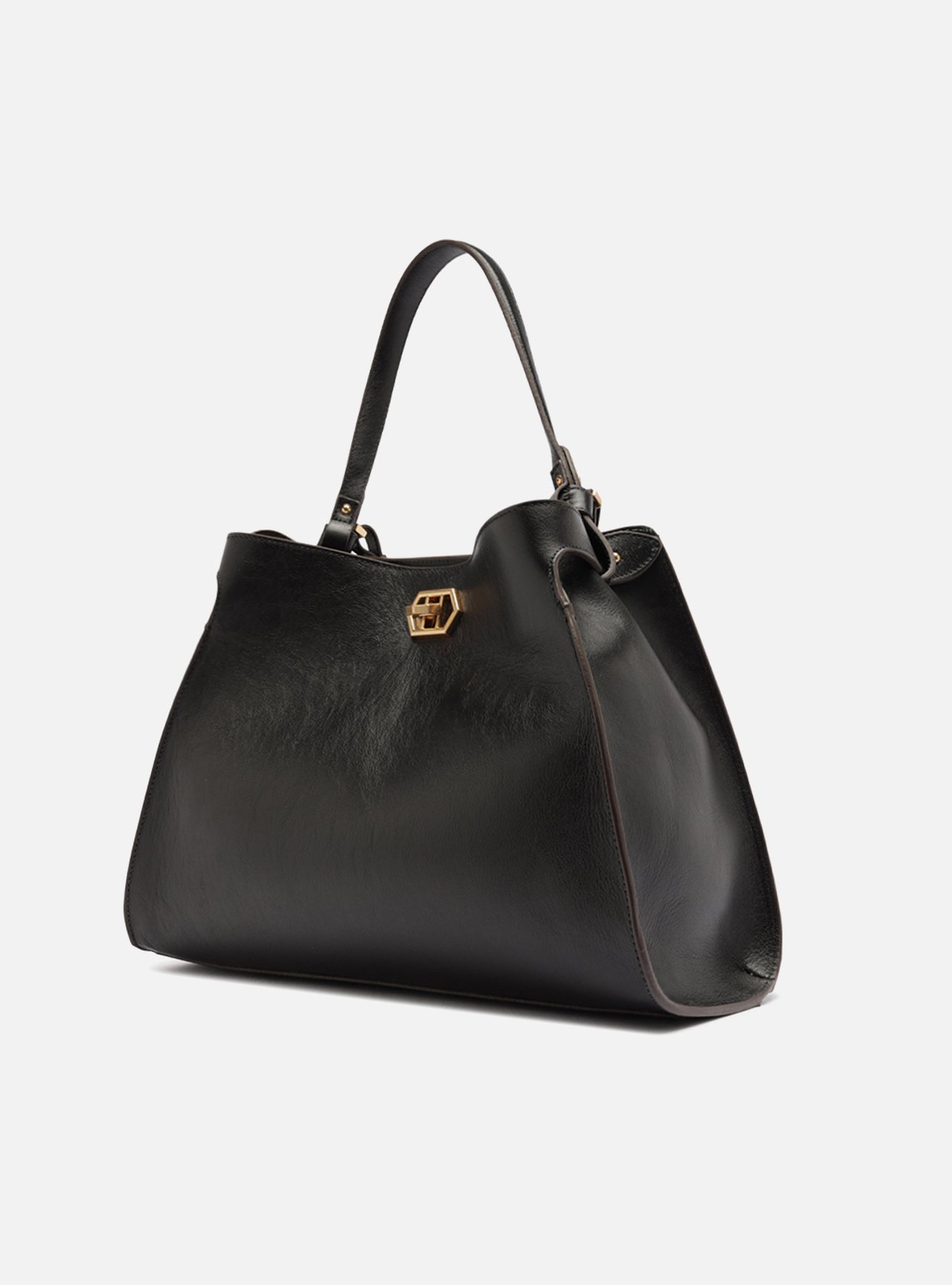 Bolsa Tote Preta Couro Grande — foto 2