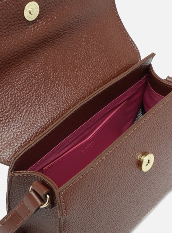 Bolsa Tiracolo Marrom Pequena Detalhe Tiras Metal