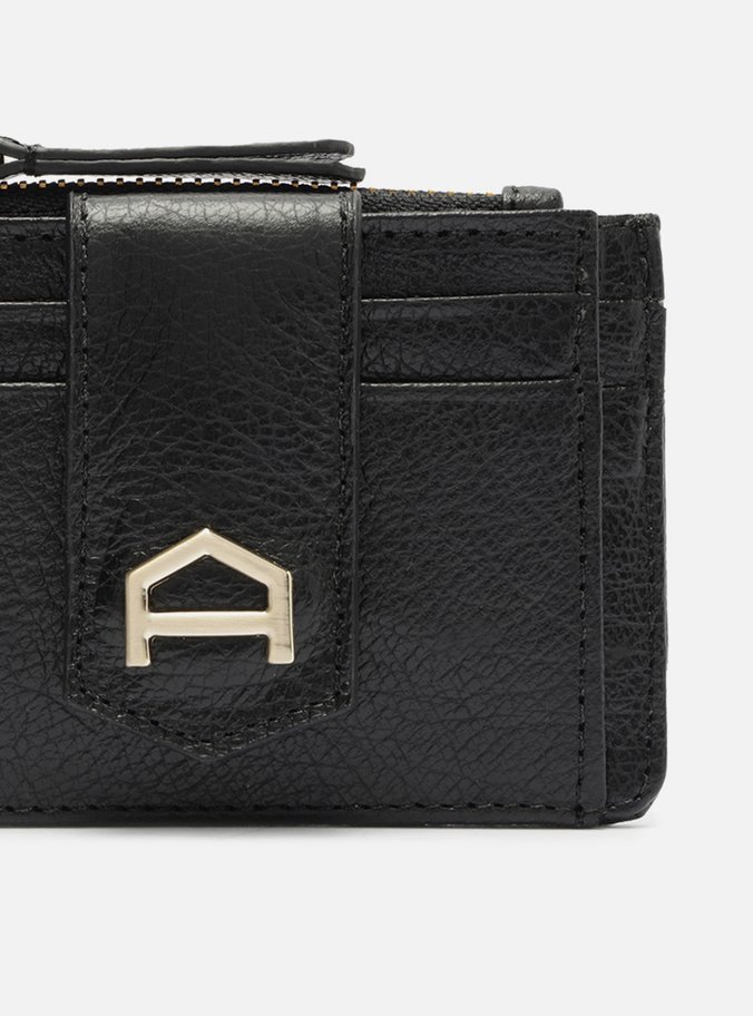 Porta-Cartões Preto Couro Bolso Metal A