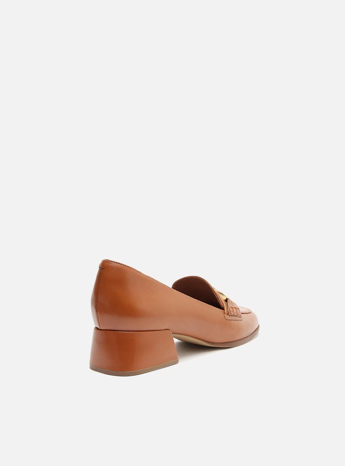 Loafer Marrom Couro Bloco Medalha