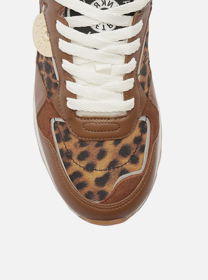 Tênis Marrom Animal Print Multimaterial Retrô