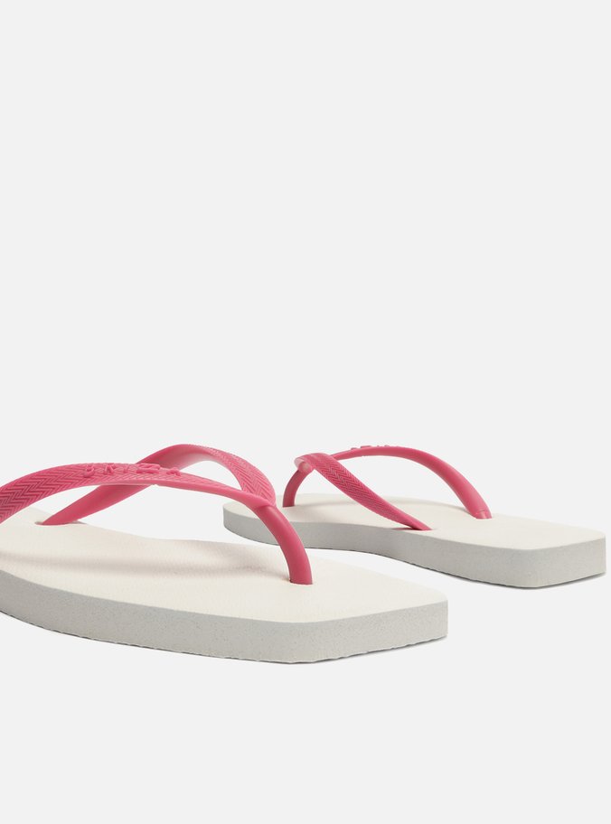 Chinelo de Dedo Multicolorido Square Tiras Rosa