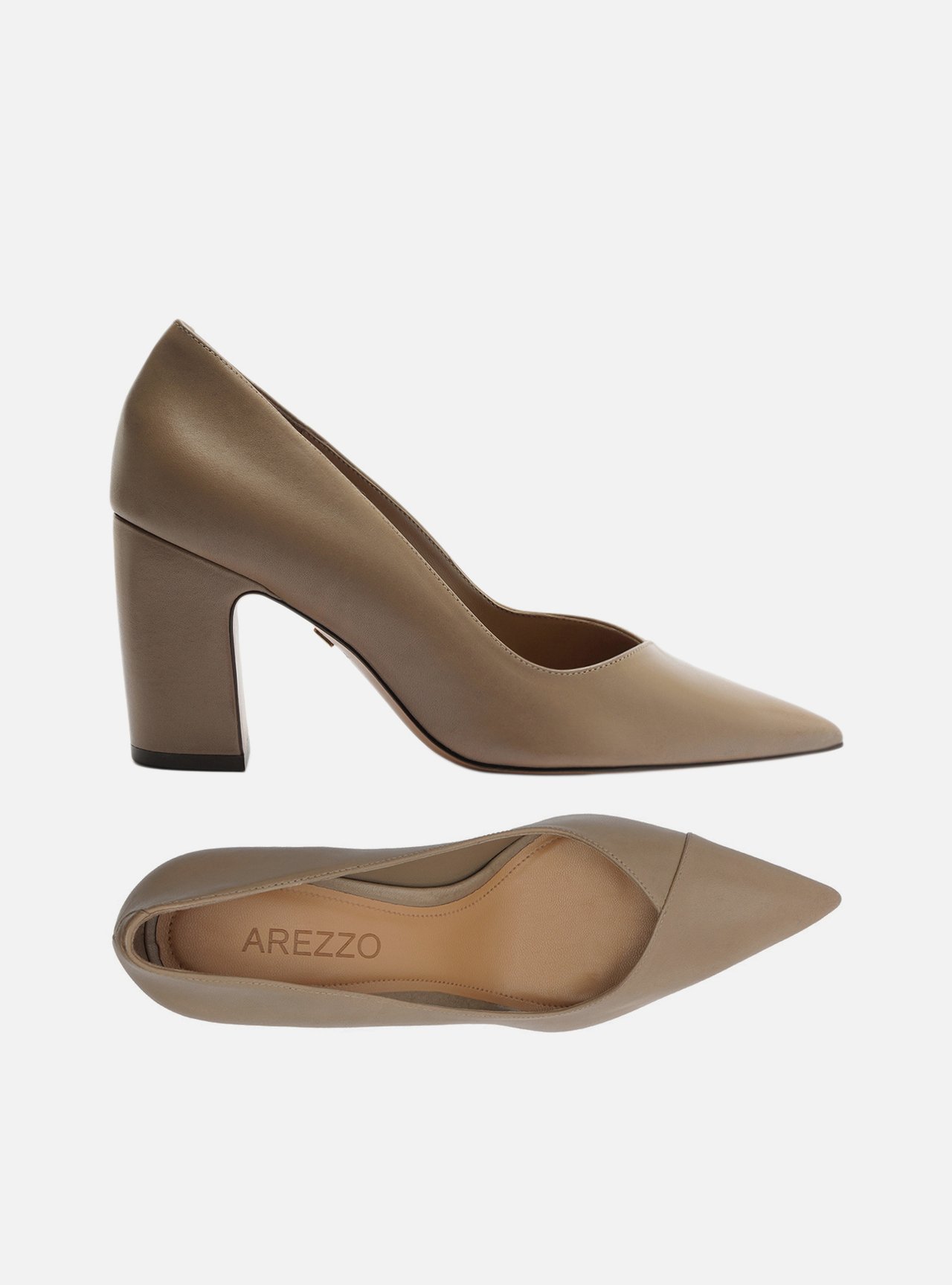 Scarpin Cinza Couro Salto Bloco — foto 5