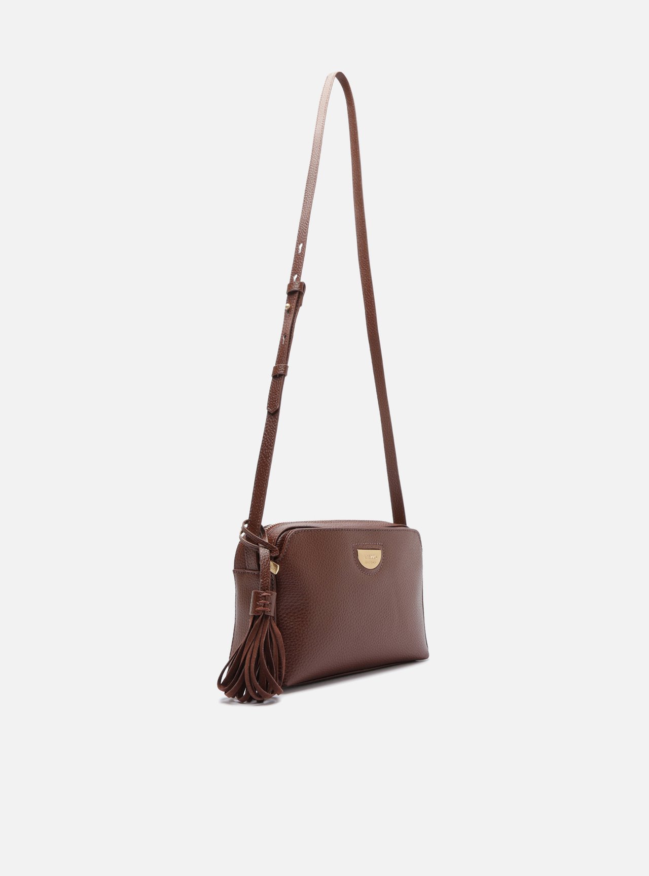 Bolsa Tiracolo Marrom Granulada Franja — foto 5
