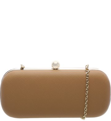 Bolsa Clutch Pequena Estruturada Camel