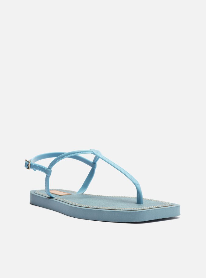 Sandália Rasteira Azul Jeans Slim Square Brizza